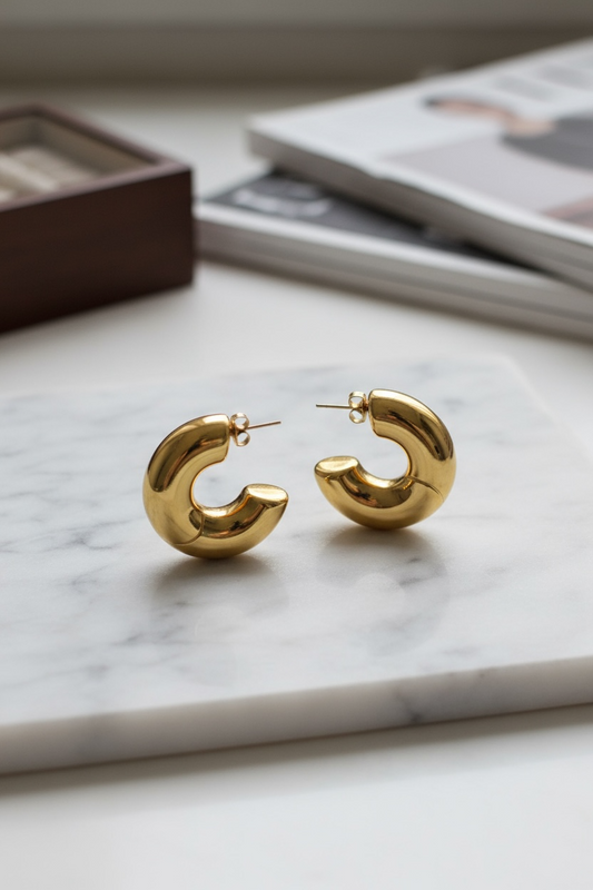 Bold Gold Dome Hoop Earrings