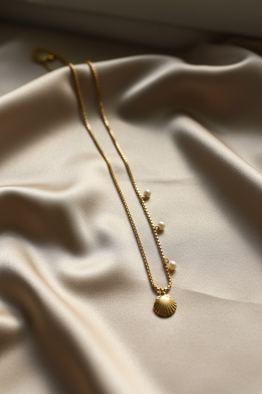 Golden Seashell Pearl Layered Necklace