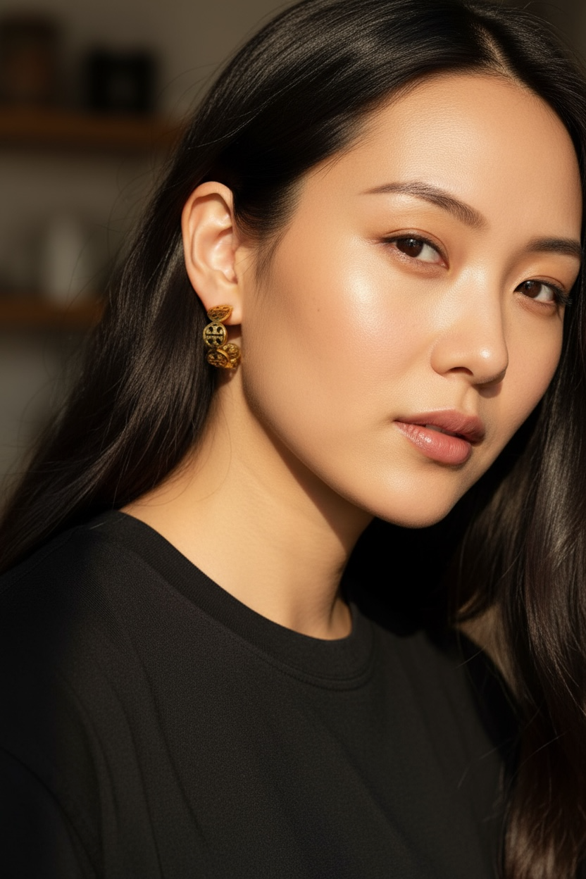 Elegant Gold-Plated Cutout Hoop Earrings