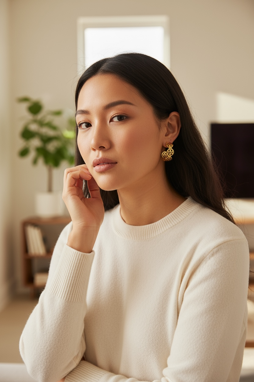 Elegant Gold-Plated Cutout Hoop Earrings