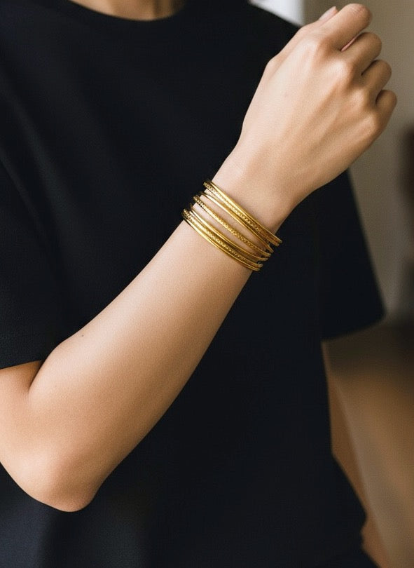 Elegant Textured Gold-Plated Cuff Bracelet