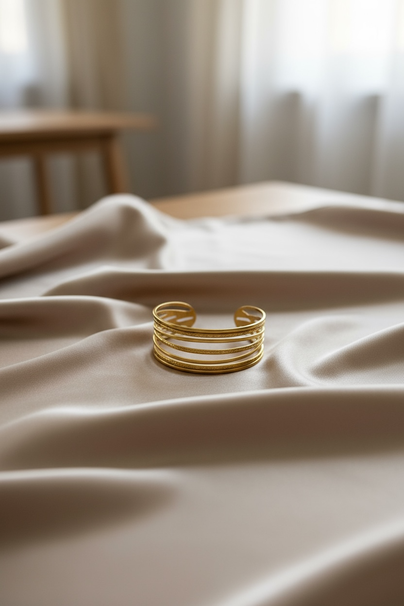 Elegant Textured Gold-Plated Cuff Bracelet