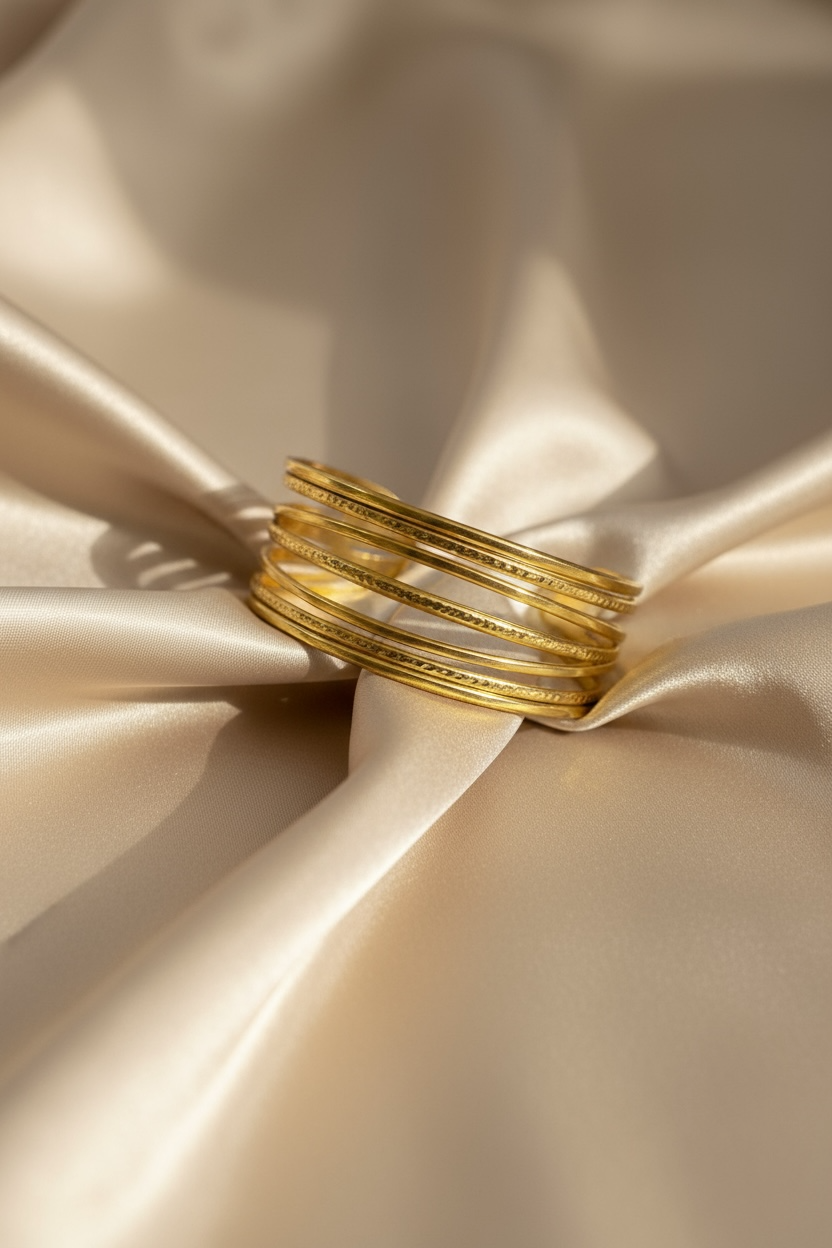 Elegant Textured Gold-Plated Cuff Bracelet