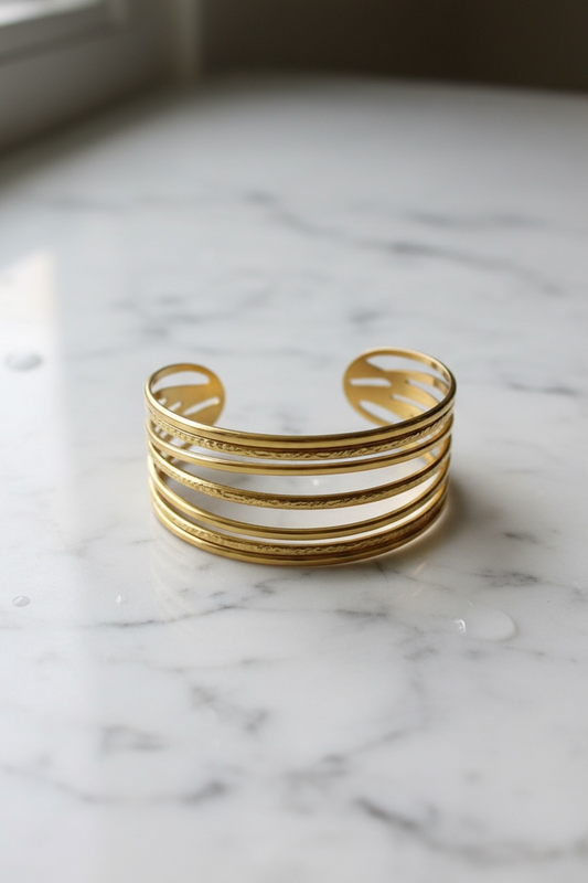 Elegant Textured Gold-Plated Cuff Bracelet
