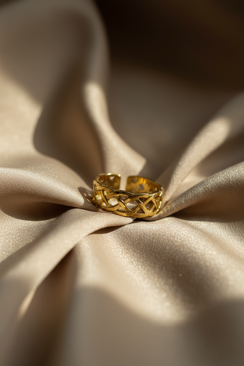 Elegant Interwoven Gold Adjustable Ring