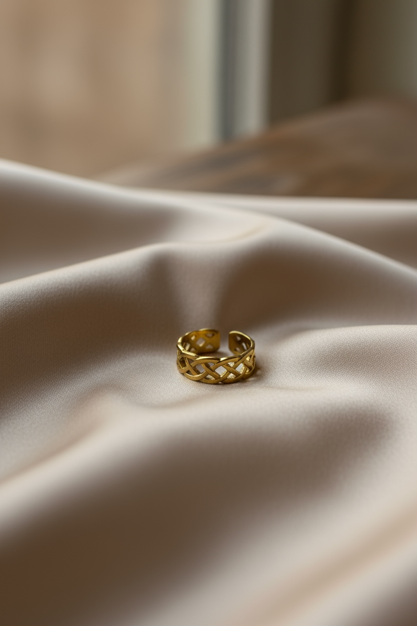 Elegant Interwoven Gold Adjustable Ring
