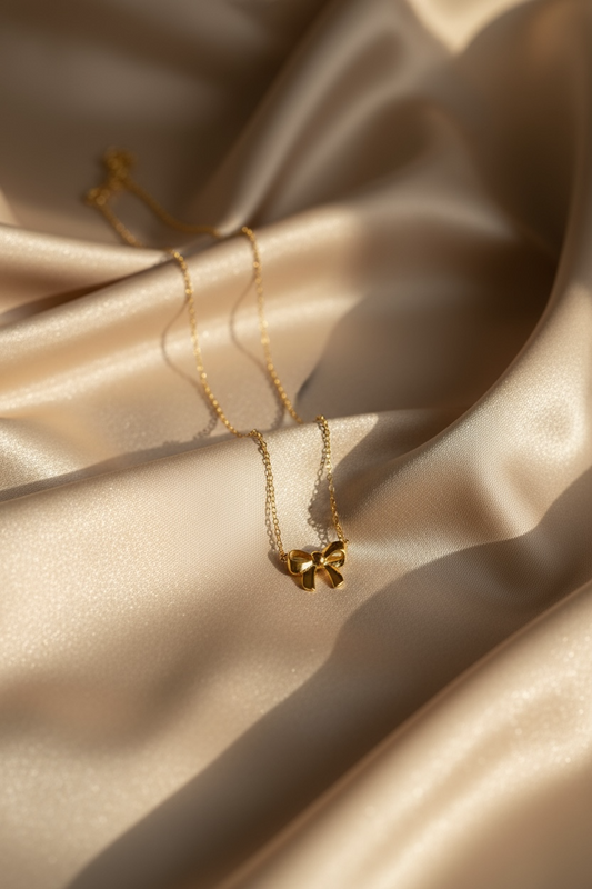 Elegant Bow Charm Gold Necklace