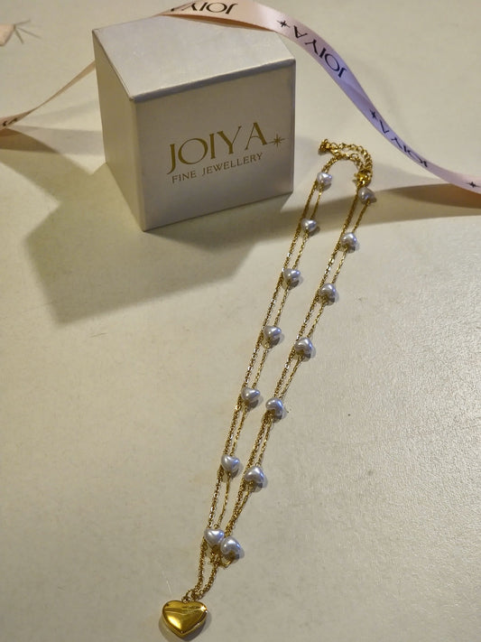 Amoura Pearl-Heart Layered Necklace